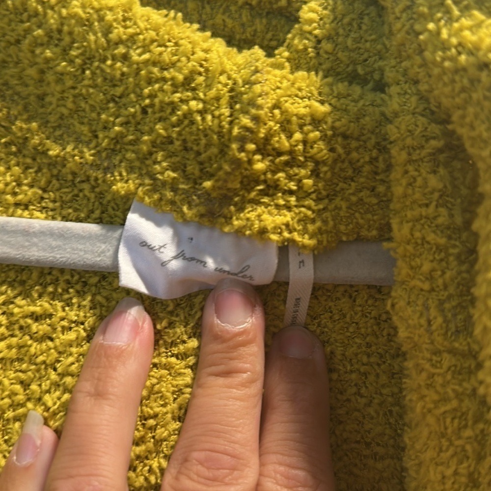 Out From Under Urban Outfitters Morgan Lime Green Plush Sherpa Cardigan Hoodie M - Picture 4 of 9